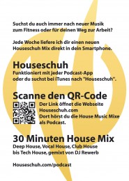 Flyer A6, Houseschuh Podcast, Rückseite