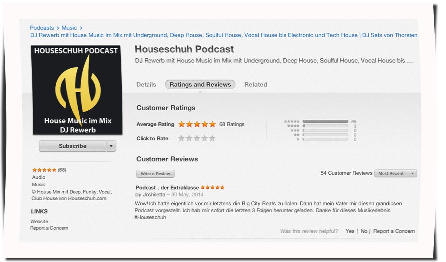 Houseschuh Rezension bei iTunes